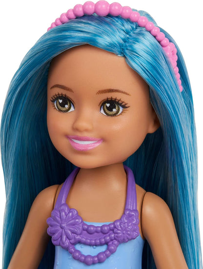 Barbie Chelsea Mermaid Small Doll with Blue Hair & Removable Hair Accessory, 6" Toy