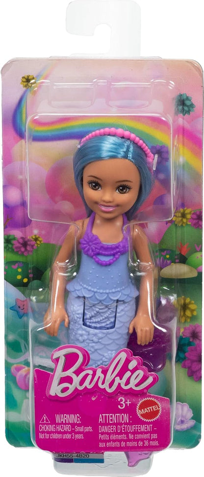 Barbie Chelsea Mermaid Small Doll with Blue Hair & Removable Hair Accessory, 6" Toy