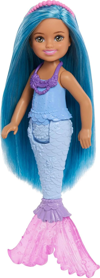 Barbie Chelsea Mermaid Small Doll with Blue Hair & Removable Hair Accessory, 6" Toy