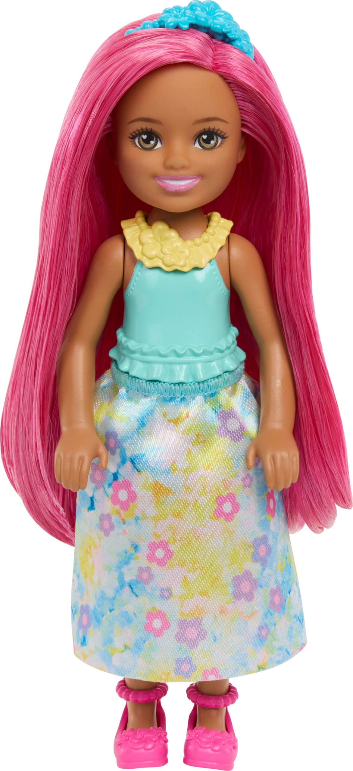 Barbie 6" Chelsea Royal Small Doll with Pink Hair, Removable Skirt, Shoes & Hair Accessory