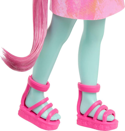 Barbie Chelsea Unicorn Small Doll (6") with Pink Hair with Removable Tail, Shoes and Hair Accessories, 6" Toy