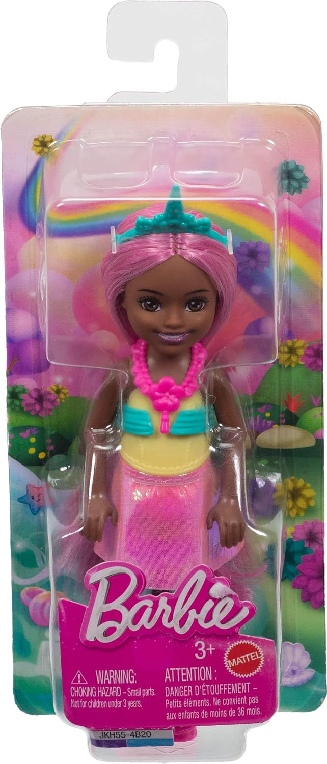 Barbie Chelsea Unicorn Small Doll (6") with Pink Hair with Removable Tail, Shoes and Hair Accessories, 6" Toy