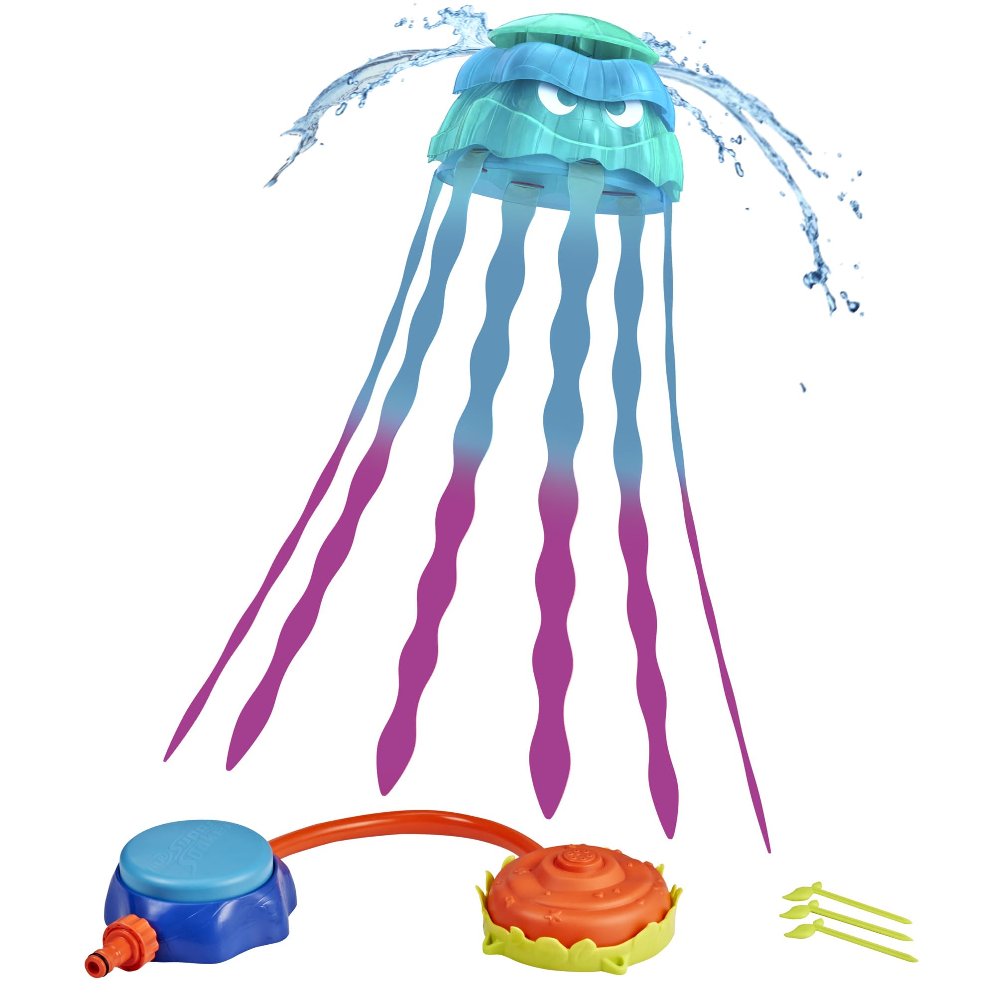 Nerf Super Soaker Stomp & Soak Water Toy| Jellyfish Launches Into the Air & Sprays Water | Attaches to Garden Hose | Kids Outdoor Sprinkler Toys & Gifts | Ages 4+