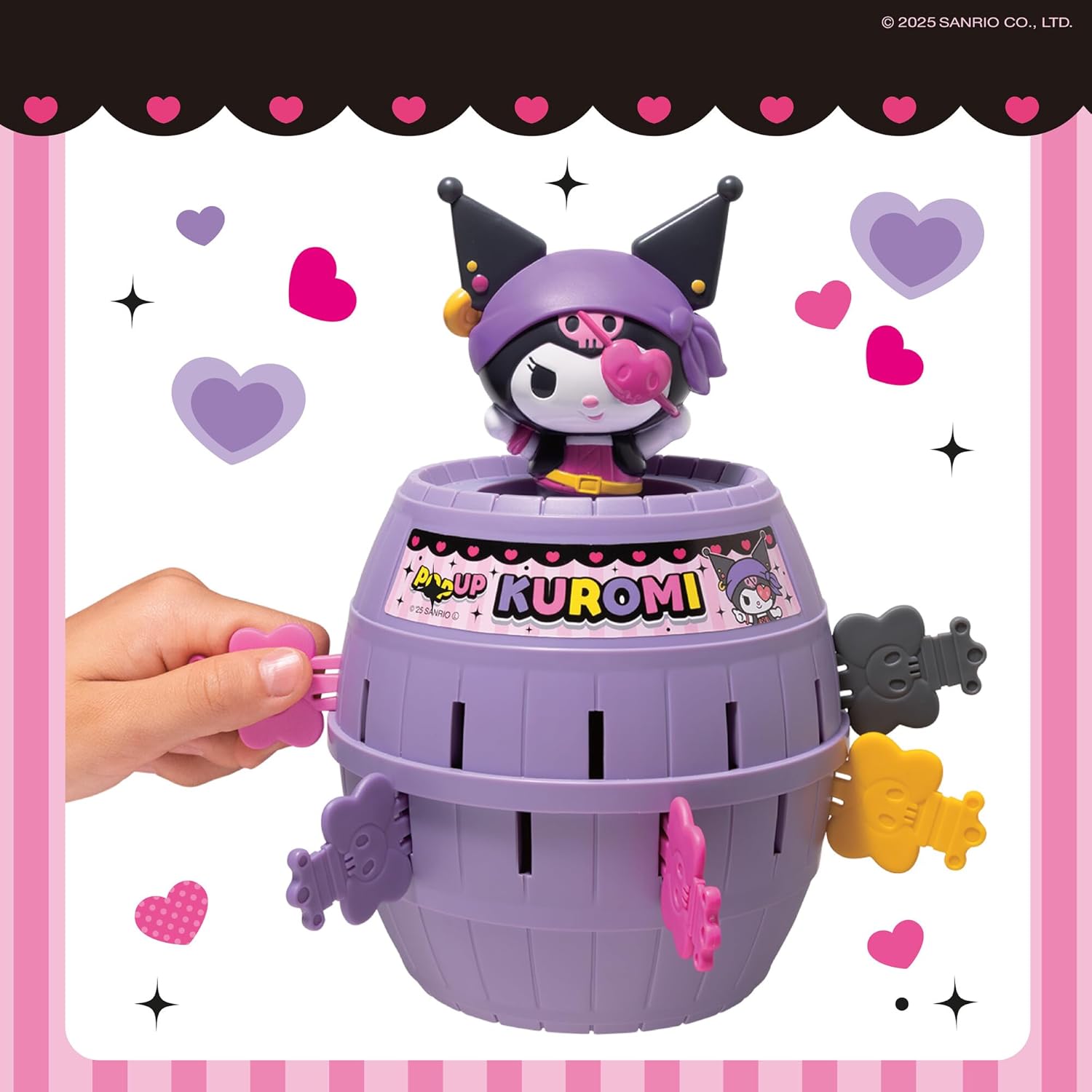 TOMY Pop Up Kuromi Spiel, Actionspiel für Kinder, 2-4 Spieler, Ab 4 Jahren, Lustiges Familienspiel, Pop Up Kuromi Spielzeug