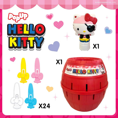 TOMY Pop Up Hello Kitty Game, Kids Action Game with Bows, Fun Family Guessing Game, Cute Hello Kitty Barrel Toy for Girls and Boys, Fast Turn-Taking Play for 2–4 Players, Ages 4+