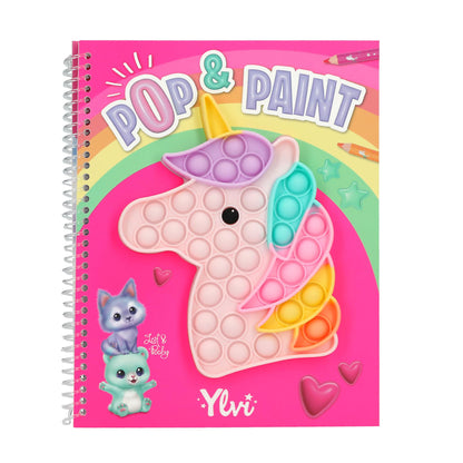 Depesche 13755 Ylvi Pop & Paint Colouring Book with Colourful Unicorn Plopper Toy and 36 Colouring Pictures to Design and Decorate