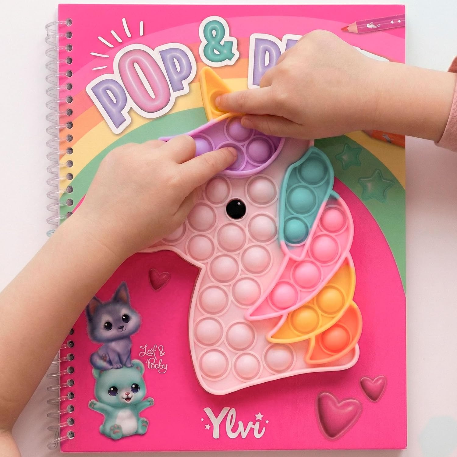 Depesche 13755 Ylvi Pop & Paint Colouring Book with Colourful Unicorn Plopper Toy and 36 Colouring Pictures to Design and Decorate