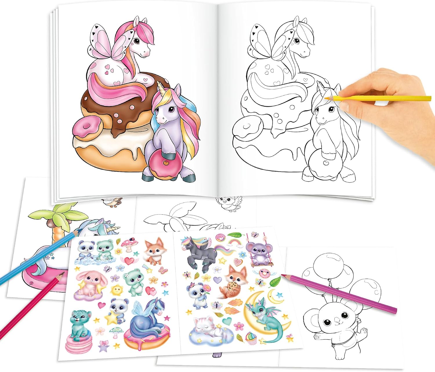 Depesche 14209 Ylvi Create Your Unicorn Colouring Book with 13 Pages of Pre-Printed Unicorn Motifs for Colouring, Includes Colouring Pages and 2 Pages of Stickers