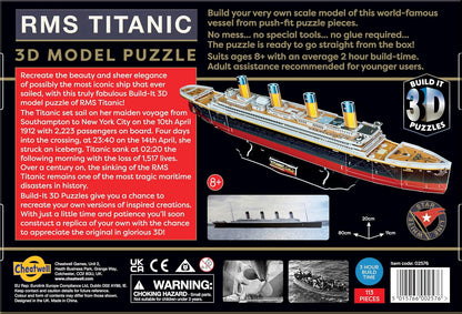 Cheatwell Games - BYO Large Scale 3D Puzzle of The Titanic - Model Kits Ship, Jigsaw Family Puzzles and Cruise Ship 3-D Puzzles Gifts for Kids and Adults, 113 Pieces