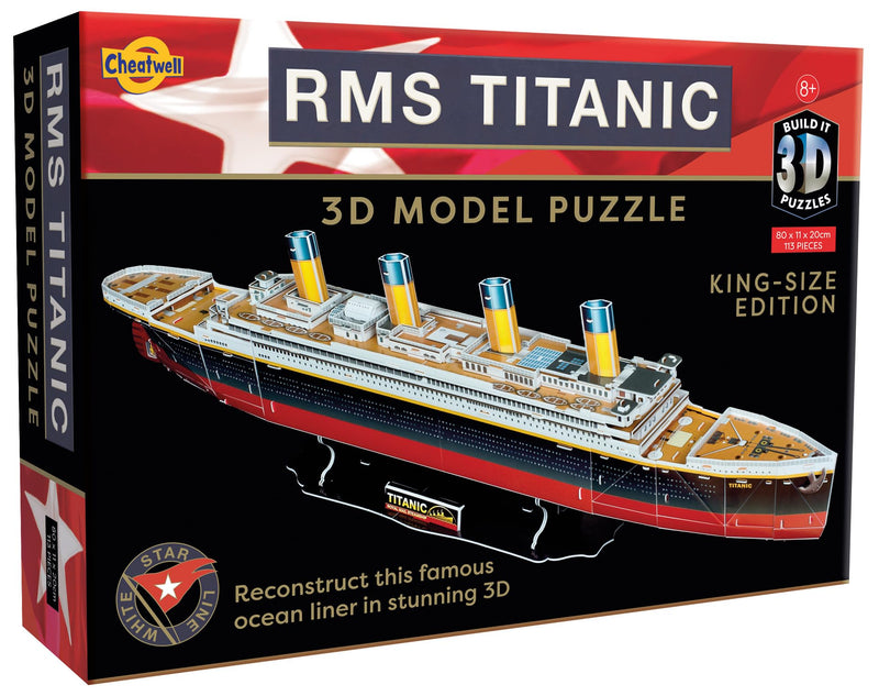 Cheatwell Games - BYO Large Scale 3D Puzzle of The Titanic - Model Kits Ship, Jigsaw Family Puzzles and Cruise Ship 3-D Puzzles Gifts for Kids and Adults, 113 Pieces