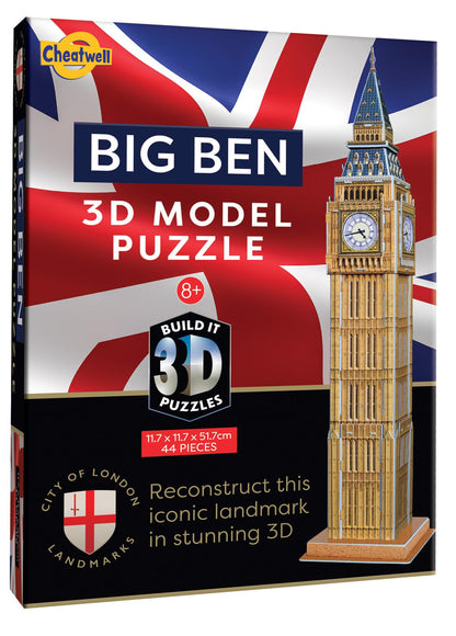Cheatwell Games - BYO 3D Big Ben - 3D Puzzles For Kids & Adults - Model Kit To Build - Gift For Children and Adults - 44 Pieces - Ages 8+
