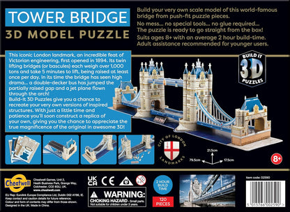 Cheatwell Games - BYO 3D Puzzle of Tower Bridge London - 3D Puzzles for Kids Adults - Large Jigsaw Puzzles for Kids Model Kit Game Toy to Build - Gifts for Children and Adults, 120 Pieces