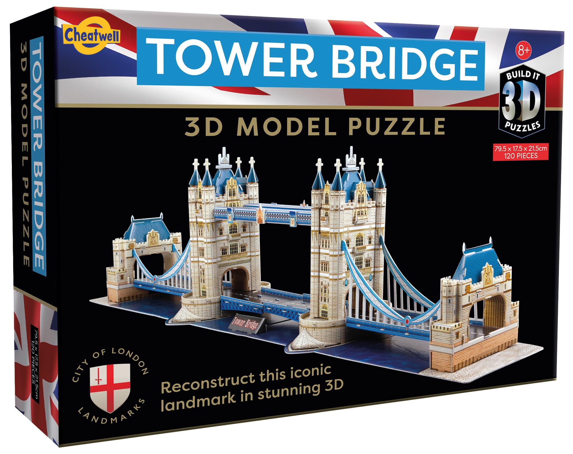 Cheatwell Games - BYO 3D Puzzle of Tower Bridge London - 3D Puzzles for Kids Adults - Large Jigsaw Puzzles for Kids Model Kit Game Toy to Build - Gifts for Children and Adults, 120 Pieces