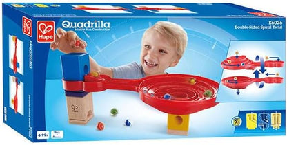 Hape E6026 Double-Sided Spiral Twist, Wood Marble Racetrack Set Puzzle Maze Toddler Toy for Kids, Colourful