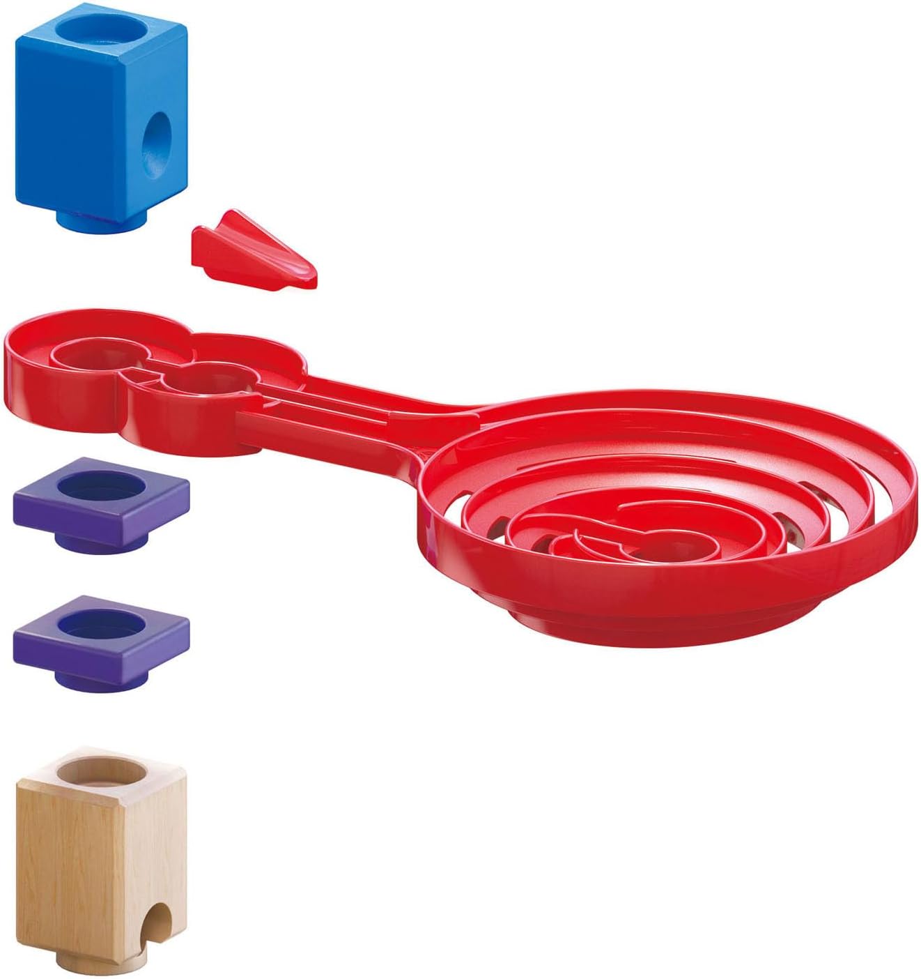 Hape E6026 Double-Sided Spiral Twist, Wood Marble Racetrack Set Puzzle Maze Toddler Toy for Kids, Colourful