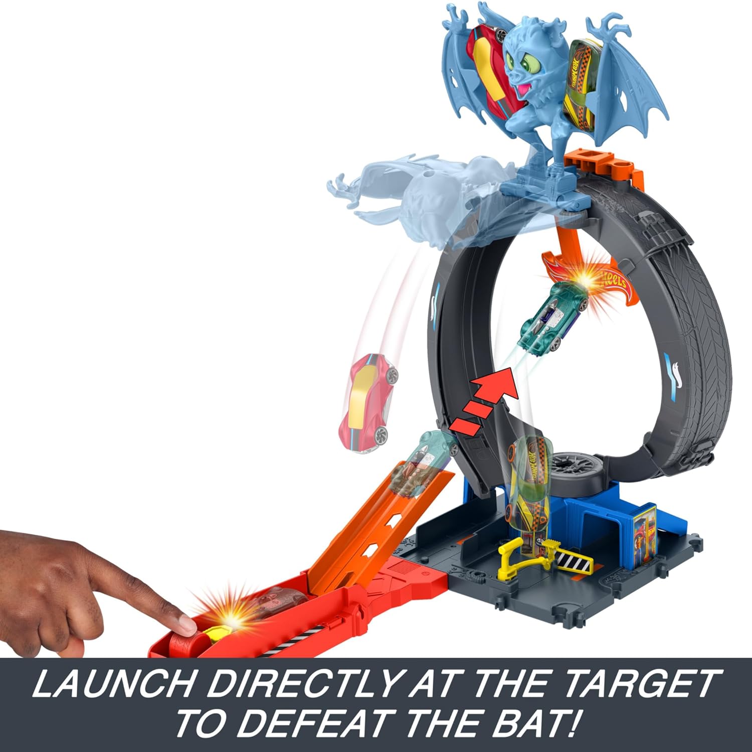 Hot Wheels Let's Race Netflix - City Toy Car Track Set, Bat Loop Attack with Adjustable Loop & Launcher, 1:64 Scale Toy Car, HTN78