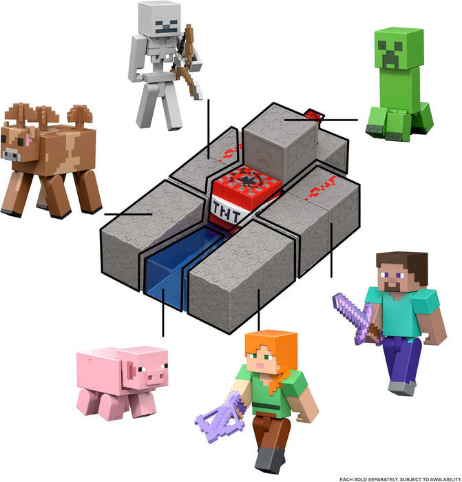 Mattel Minecraft Toys, Skeleton Action Figure with Accessory & Redstone Building Piece, 3.25-inch Scale Collectible Set Inspired by Video Game, JJR93