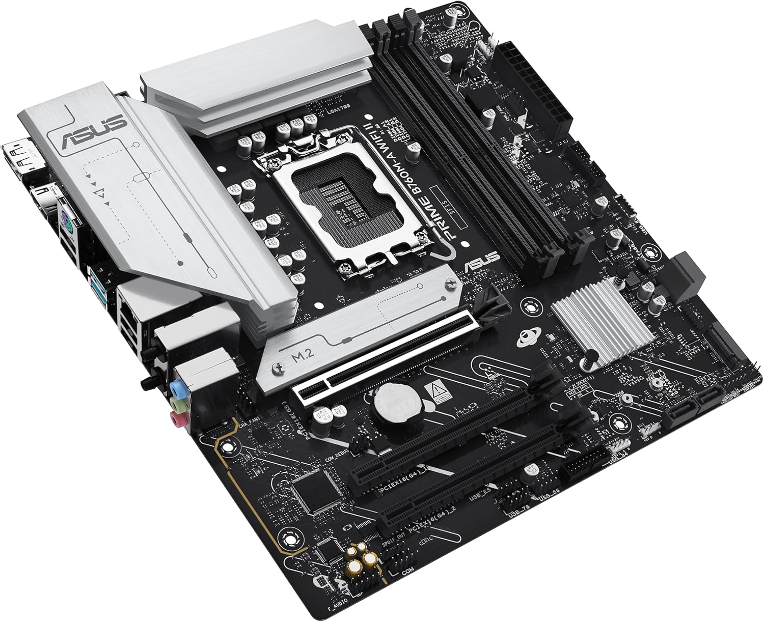 ASUS Intel B760 (LGA 1700) mATX Motherboard (DDR5, PCIe 5.0 Ready, 2x M.2 Slots, WIFI 6E, Realtek 2.5Gb Ethernet, DisplayPort, HDMI, SATA 6 Gbps, h. USB 10Gbps Type-A & v. USB 5Gbps Type-C, Aura S