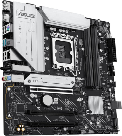 ASUS Intel B760 (LGA 1700) mATX Motherboard (DDR5, PCIe 5.0 Ready, 2x M.2 Slots, WIFI 6E, Realtek 2.5Gb Ethernet, DisplayPort, HDMI, SATA 6 Gbps, h. USB 10Gbps Type-A & v. USB 5Gbps Type-C, Aura S