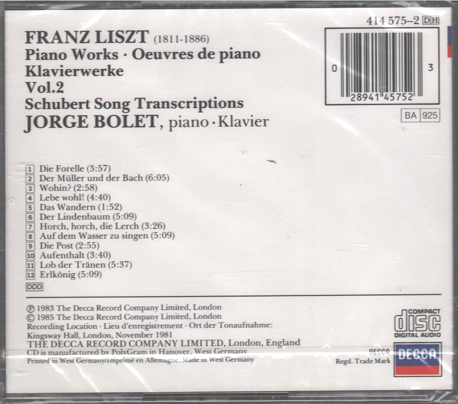 Piano Works Vol. 2 - Schubert Song Transcriptions