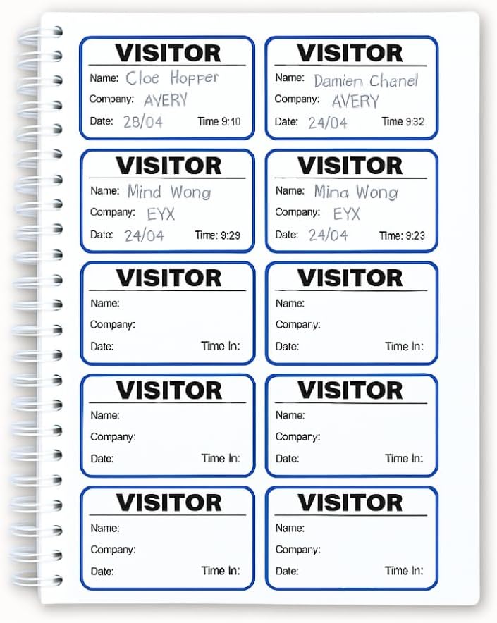 Avery - Visitor Sign-in Book with Removable Name Badges with 1 Book with 250 Badges