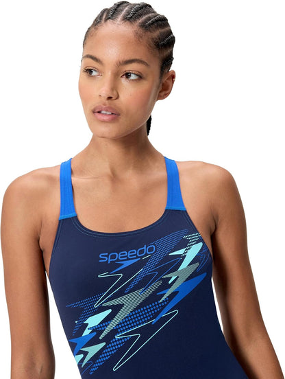 Speedo Womens Medley Logo Medalist Swimsuit Swimming Costume Peacoat/Deep Sapphire