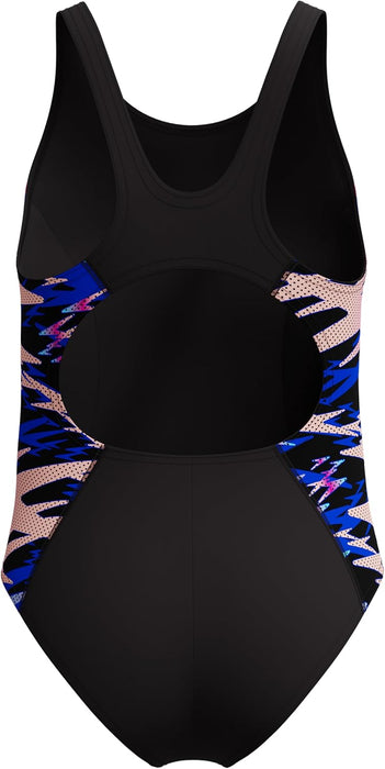 Speedo Girls Hyperboom Splice Muscleback Swimsuit Swimming Costume Anthracite/Margarita Pink