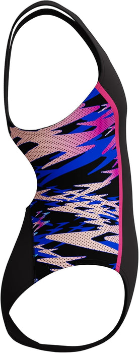 Speedo Girls Hyperboom Splice Muscleback Swimsuit Swimming Costume Anthracite/Margarita Pink
