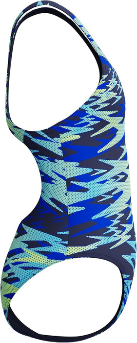 Speedo Girls Hyperboom Print Medalist Swimsuit Swimming Costume Peacoat