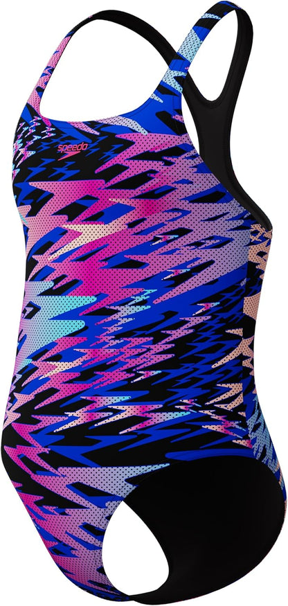 Speedo Girl's Hyperboom Print Medalist One Piece Swimsuit