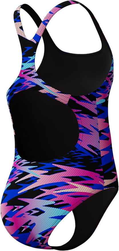 Speedo Girl's Hyperboom Print Medalist One Piece Swimsuit