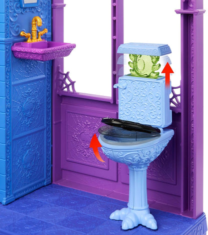 Monster High Boo-tique Hotel Doll House, Foldable Playset with Spooky Surprises in Every Room and 13+ Pieces Including Furniture and Accessories, JBF16