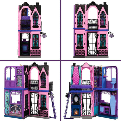 Monster High Boo-tique Hotel Doll House, Foldable Playset with Spooky Surprises in Every Room and 13+ Pieces Including Furniture and Accessories, JBF16