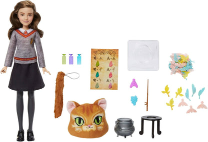 Mattel Harry Potter Toys, Polyjuice Potions Hermione Granger Doll & Playset, Movie-Inspired Hogwarts Uniform, 13 Accessories & Fizz, JGM21