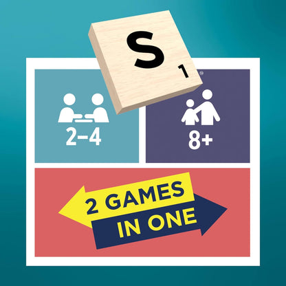 Mattel Games Scrabble Board Game, Classic Family Word Fun, featuring Wooden Letter Tiles and Racks, with Two Ways to Play for 2-4 Players, JGR61