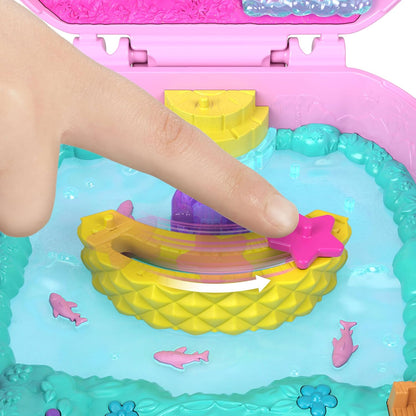Polly Pocket Dolls and Playset, Pineapple Monkey Compact, Travel Toy with 1 Micro Doll, Pet, Hammock, Fruit Themed Accessories, JKC49