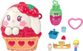 Polly Pocket Puppen und Spielset, Erdbeer-Picknick Häschen-Schatulle, Reisespielzeug mit 1 Mikropuppe, Haustier und Zubehörteilen mit Obstmotiven, JKC47
