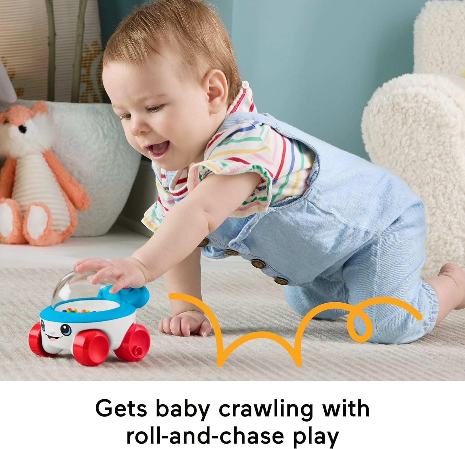 Fisher-Price Corn Popper Vehicle Push-Along Toy with Sounds for Baby & Toddler