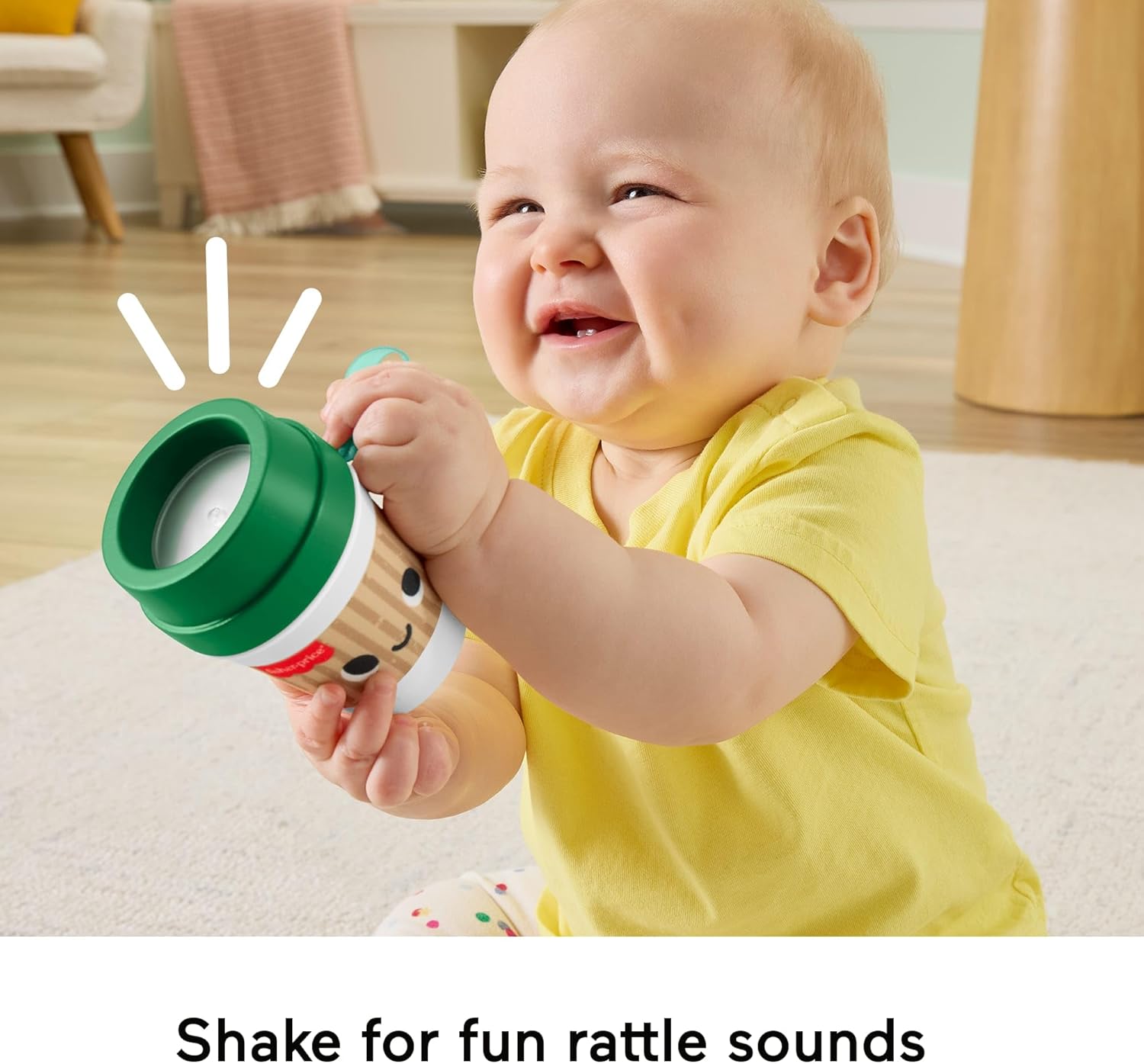 Fisher-Price Baby Toy Mini Me Moments Coffee Cup Teether Newborn Rattle with BPA-Free Lid for Sensory Play Infants Ages 3+ Months
