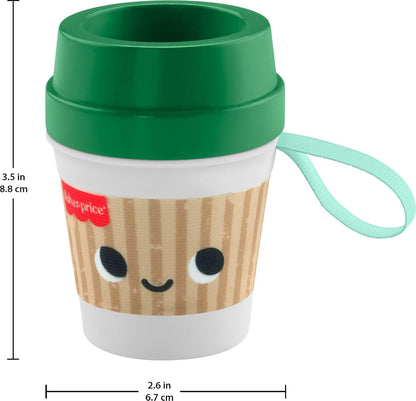 Fisher-Price Baby Toy Mini Me Moments Coffee Cup Teether Newborn Rattle with BPA-Free Lid for Sensory Play Infants Ages 3+ Months