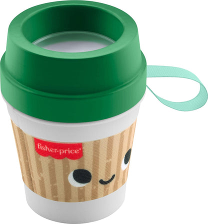 Fisher-Price Baby Toy Mini Me Moments Coffee Cup Teether Newborn Rattle with BPA-Free Lid for Sensory Play Infants Ages 3+ Months