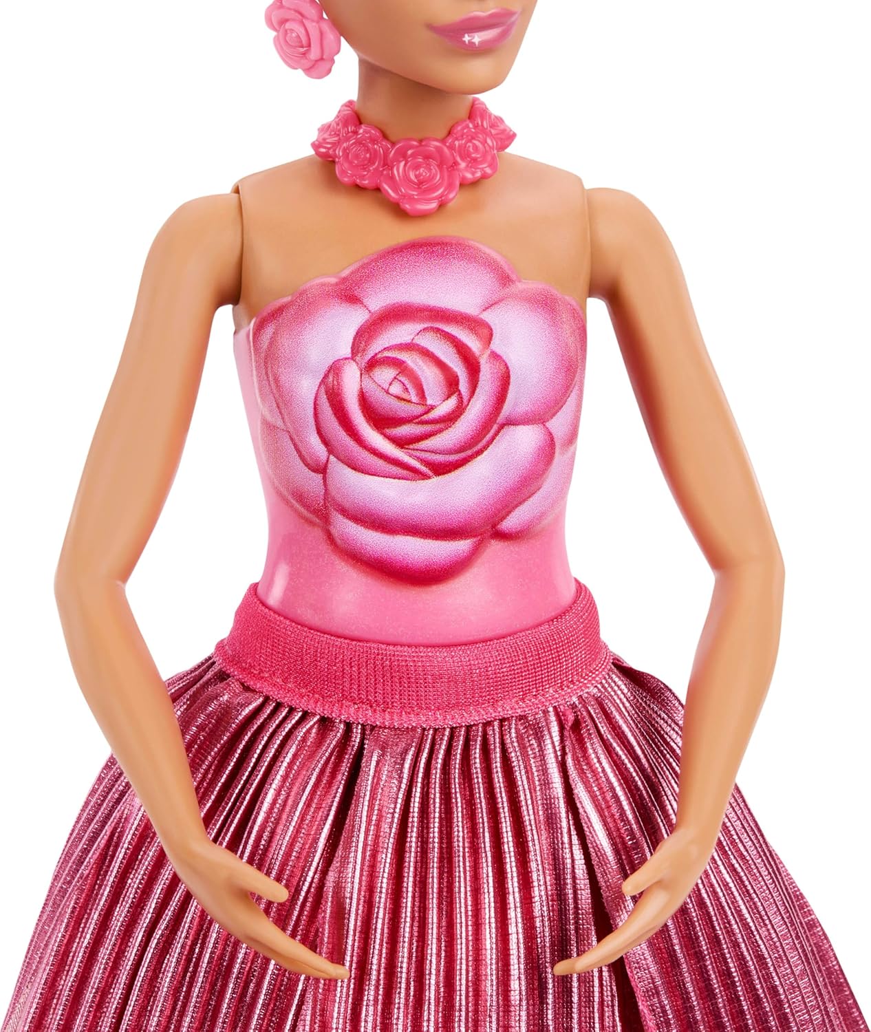 Barbie Petal Pop Scented Doll with Rose Dress & Accessories, Bouquet Reveal with Pet Bunny & Surprises like Watering Can, Necklace & Earrings, JMF59