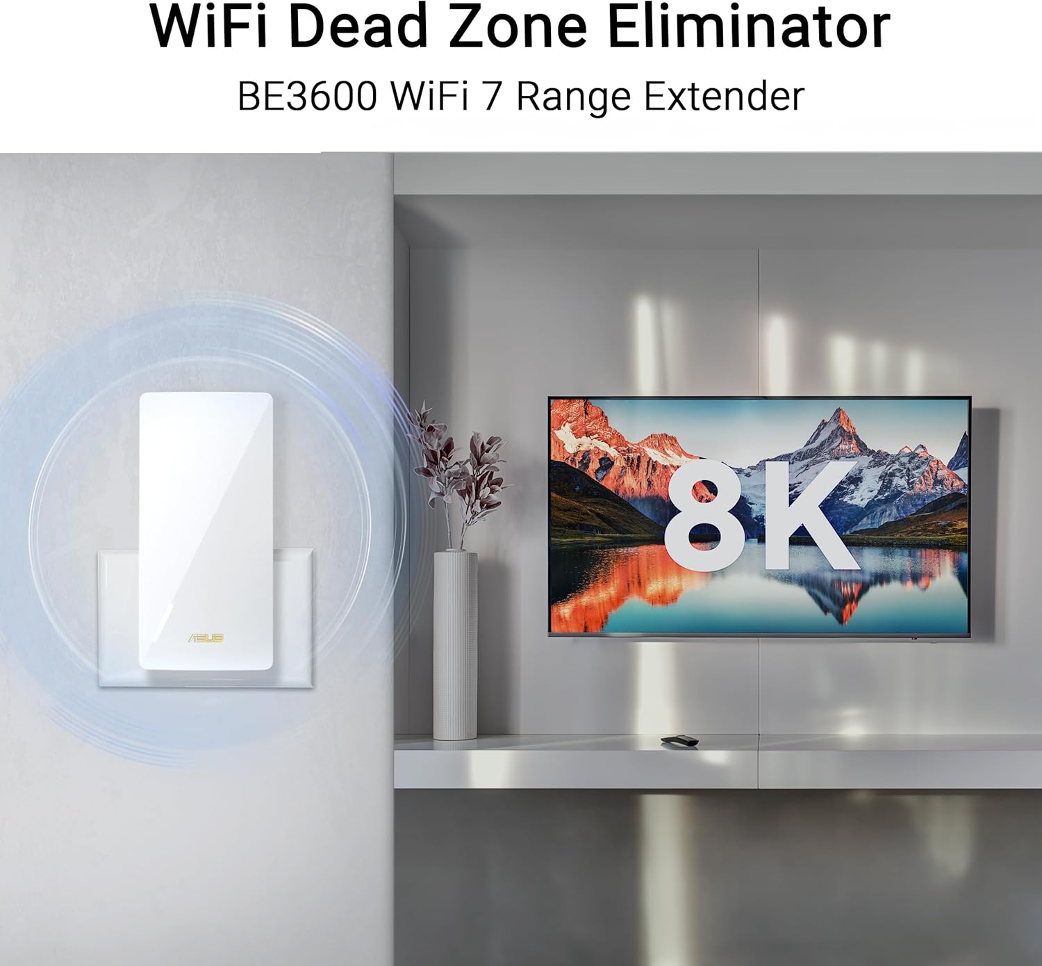 ASUS RP-BE58 BE3600 Dual Band WiFi 7 AiMesh Repeater (Range Extender, up to 3,600 Mbps, Seamless Mesh WiFi, Easy Setup via App