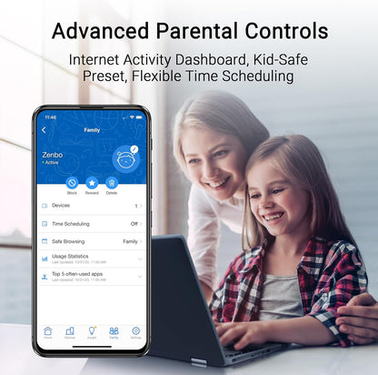 ASUS RT-BE55, Router Estensibile Smart AiMesh Dual-band BE3600 WiFi 7 (802.11be), Porta 2.5G, Fino a 3 SSIDs per i Device IoT, Parental Control e VPN, Advanced Network Security, Nero