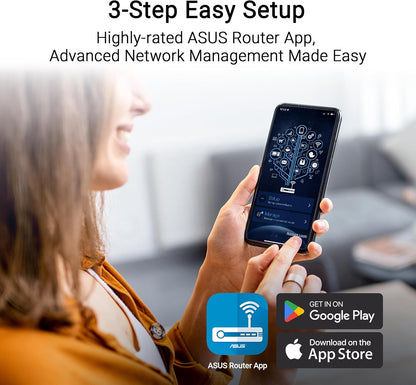 ASUS RT-BE55, Router Estensibile Smart AiMesh Dual-band BE3600 WiFi 7 (802.11be), Porta 2.5G, Fino a 3 SSIDs per i Device IoT, Parental Control e VPN, Advanced Network Security, Nero