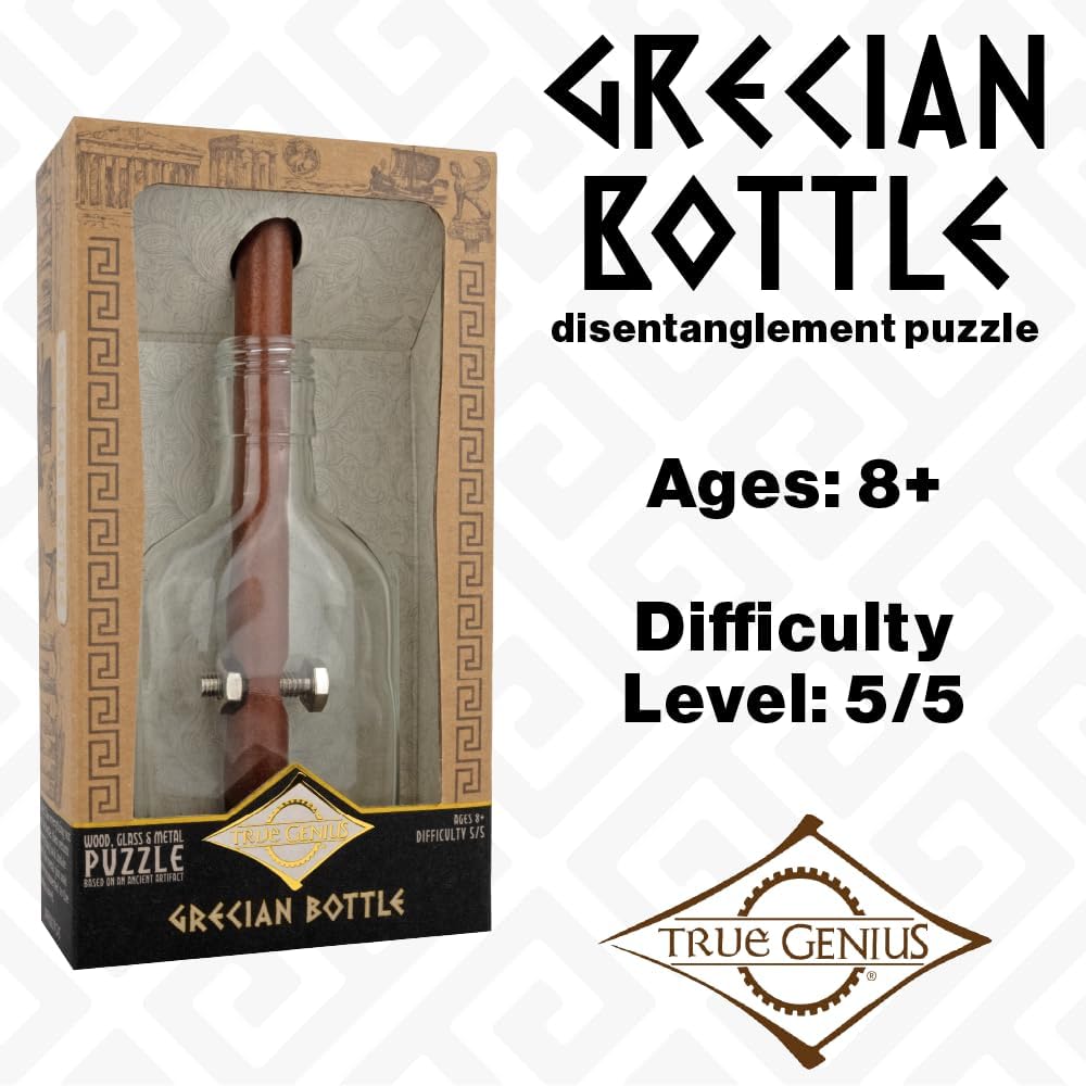 Project Genius Grecian Bottle Brain Teaser Puzzle, Wooden