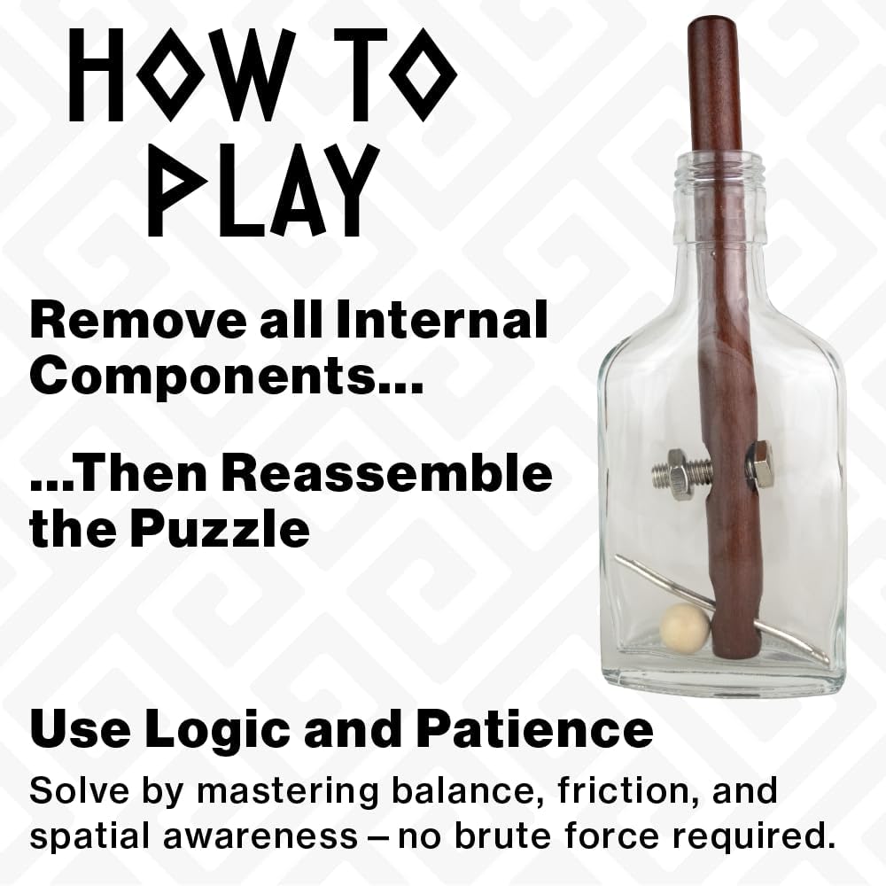 Project Genius Grecian Bottle Brain Teaser Puzzle, Wooden
