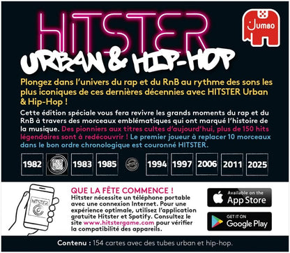 Hitster Extention Urban & Hip-Hop - Board Game and Musical Atmosphere – Adult Game – Rediscover the Hits of Urban Music, R&B, Rap – with Family and Friends – 2 to 10 Players – Ages 16 and Above