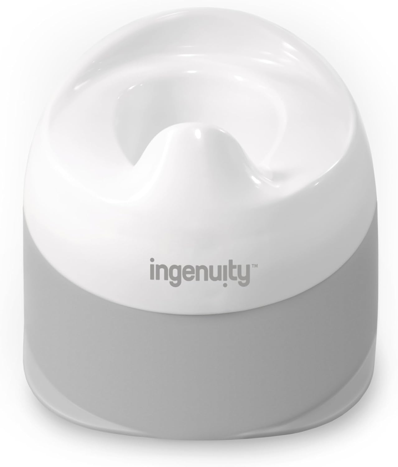 Ingenuity, ity, Vasino Ready Set Go, vaschetta rimovibile, fondo antiscivolo, ampia base stabile, dai 18 mesi in su, bianco e grigio