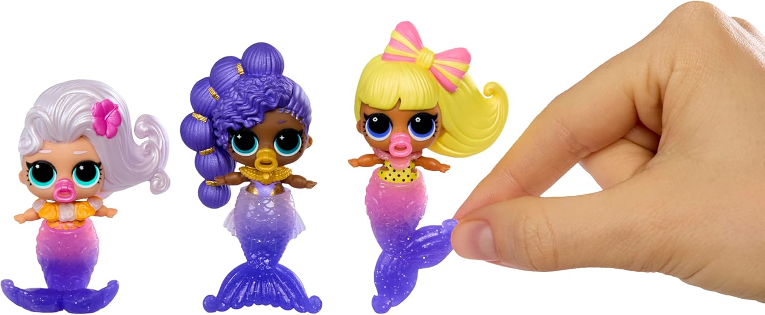 L.O.L. Surprise! Mermaids Makeover Magic Baby Sisters - Cola de Sirena Que Cambia de Color con Bola de Concha, 6 Muñecas para Coleccionar - para Mayores de 4 Años